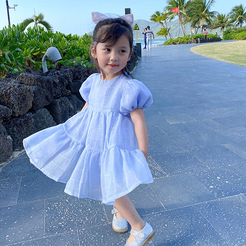 Light Blue Puffy Dress and Bubble Sleeves