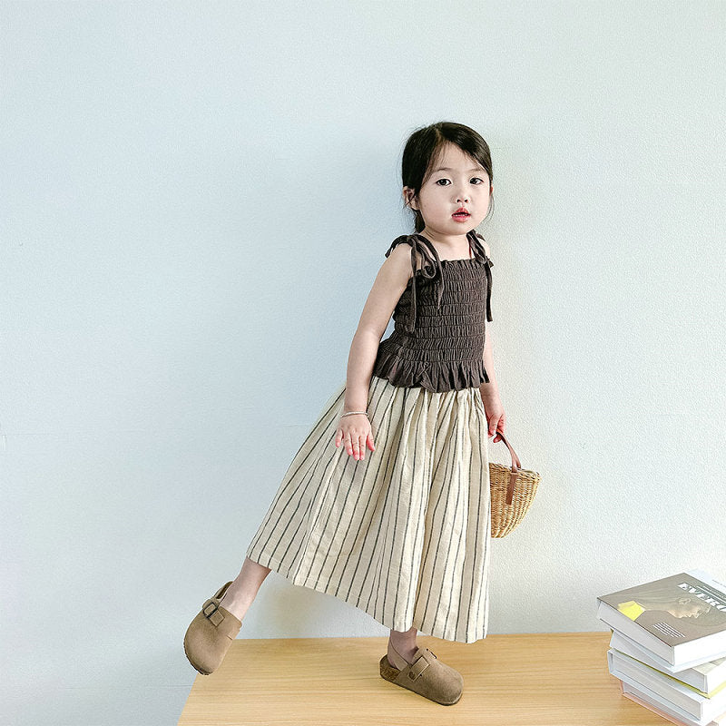 Brown Sleeveless Top and Wide Pants set