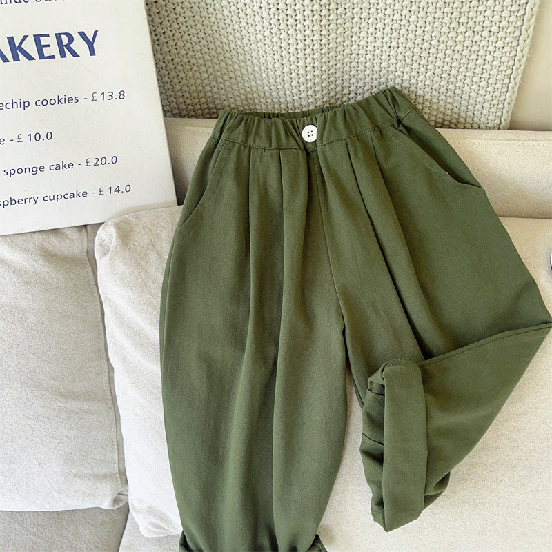 Boys and Girls Military Green Pants