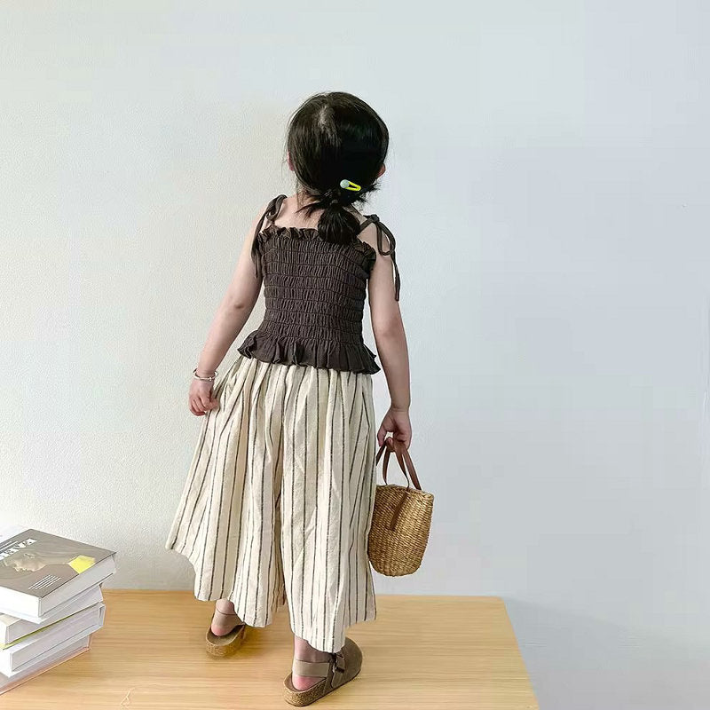 Brown Sleeveless Top and Wide Pants set