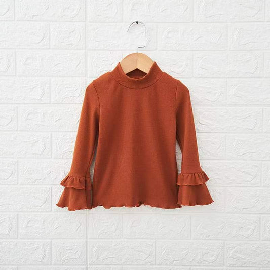 Girls Cute Brown Flare Top