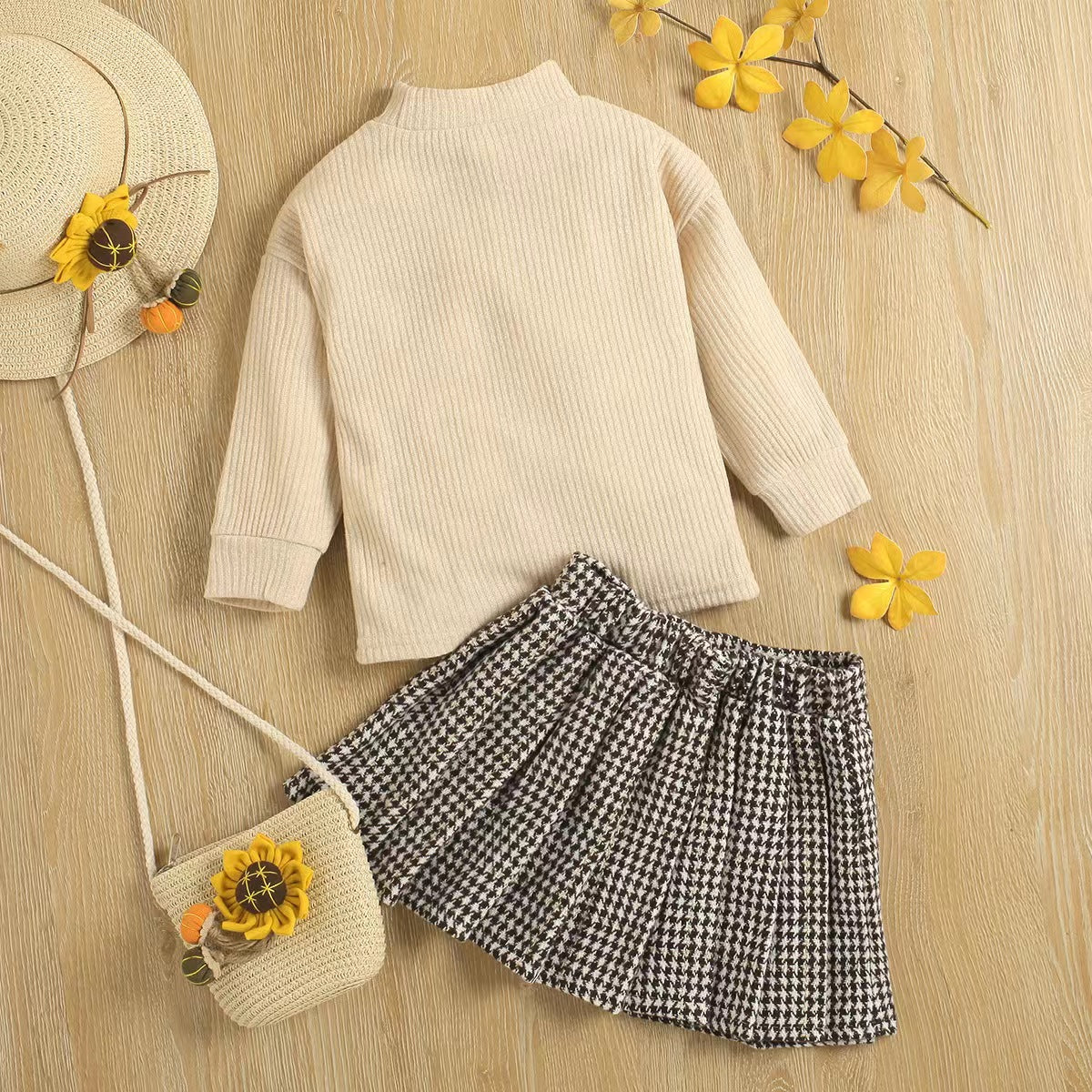 Cute Long Sweater Top and Skirt set