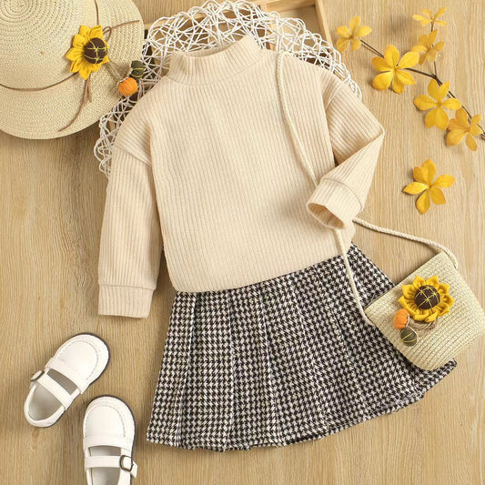 Cute Long Sweater Top and Skirt set