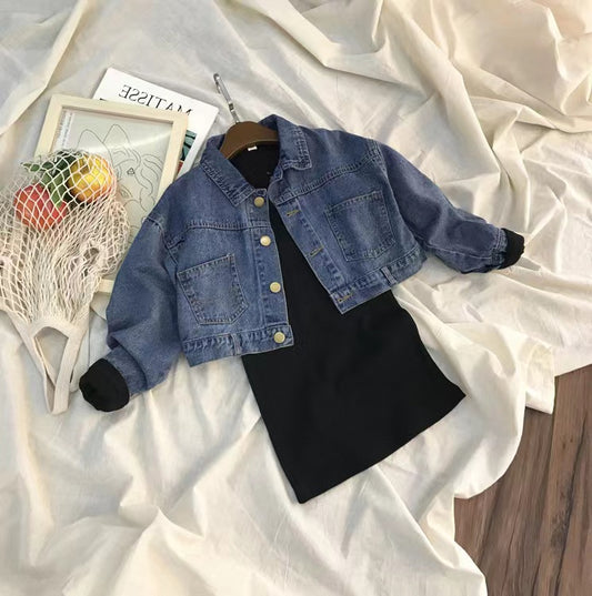 Jean Jacket and Black Dress set