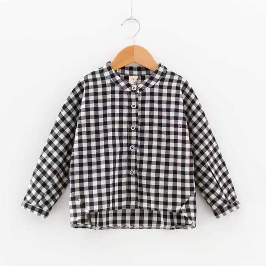 Girls Black and White Checked Shirt